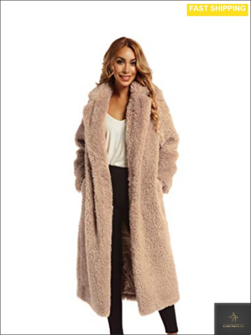 Faux Fur Women's Winter Coat Warm Open Front Long Cardigan Overcoat